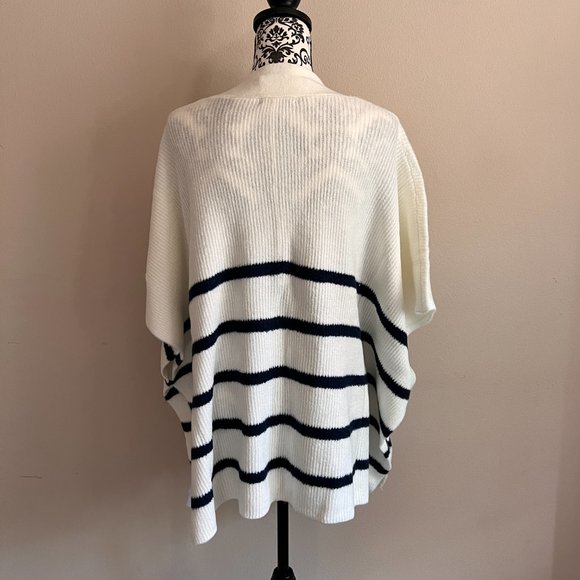 Ann Taylor LOFT -Women's Striped Knit Wrap - Whisper White & Navy - Size M/L - Picture 8 of 8